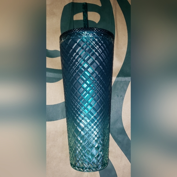 8. Starbucks 24oz Green Jelly Studded Tumbler with straw - Picture 3 of 3